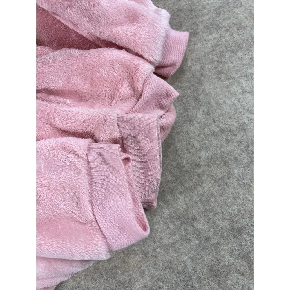 Carters Pink Fleece Unicorn Zip Up Romper One Piece Jumpsuit Girls Size 4